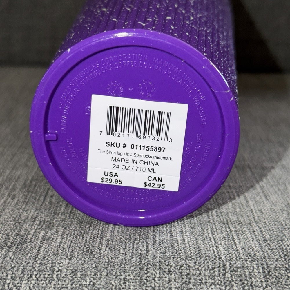Starbucks 2024 Halloween Glow In The Dark Purple Splatter 24oz Venti Tumbler NEW - Picture 4 of 4